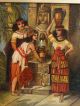 19thc Antique Victorian Era Egyptian Revival Old Outdoor Scene Oil Lady Painting Victorian photo 4