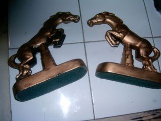 Nuart 1930 Leaping Horse Bookends Signed Art Deco Antique Gold Spelter photo