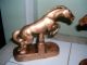 Nuart 1930 Leaping Horse Bookends Signed Art Deco Antique Gold Spelter Art Deco photo 3