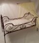 Antique - Doll - Folding - Wrought Iron Scroll Work Bed W/canopy - Red Paint C.  1890 - 1910 Other Antique Furniture photo 3