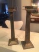 Pair Vintage Arts And Crafts Nouveau Deco Tall Silver Metal Candle Stand Holders Arts & Crafts Movement photo 3