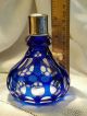 Antique Crystal Cobalt To Clear Perfume Bottle W/ Silver Monogram Top - Perfume Bottles photo 2