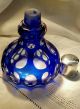 Antique Crystal Cobalt To Clear Perfume Bottle W/ Silver Monogram Top - Perfume Bottles photo 4