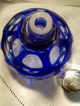 Antique Crystal Cobalt To Clear Perfume Bottle W/ Silver Monogram Top - Perfume Bottles photo 8