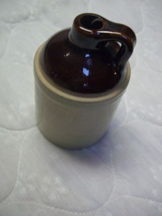 Small Vintage Beige/brown Stoneware Crock Jug Bottle/5 
