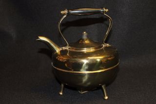 Antique Soutterware Brass Electric Tea Kettle Pat 1891 W Lampholder Plug A Gem photo