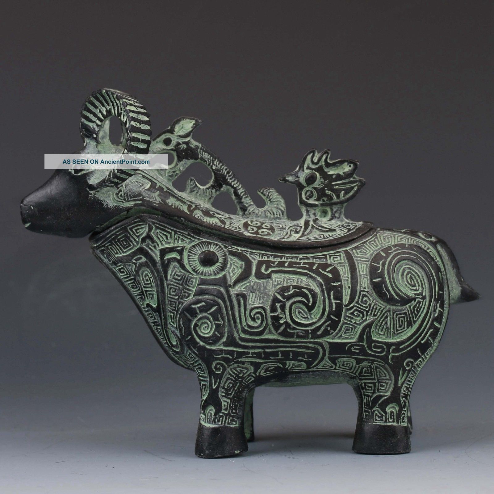 Chinese Antique Bronze Hand Carved Sheep Pattern Teapot Teapots photo