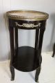 French Provincial Marquetry Inlaid Mahogany Side Table Brass Gallery 1900-1950 photo 3