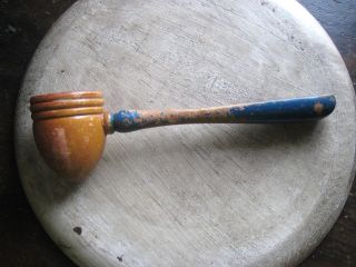 Antique Woodruff Wood Seed Scoop Old Blue Paint Country Store Garden photo