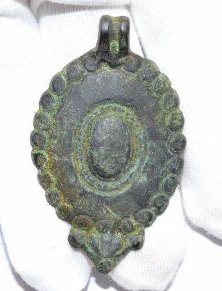 Roman Bronze Floral Pendant - Rare Ancient Historical Wearable Artifact - A878 photo