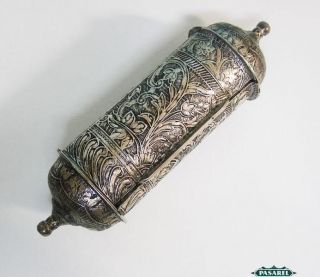 Fine Islamic Middle Eastern Silver Scroll Amulet Case Holder Ca 1920 photo
