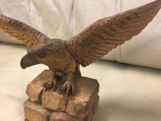 Early 20th Century Folk Art Primitive Wood Carved Eagle photo