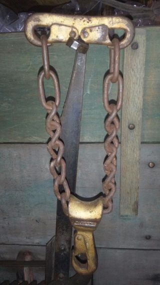 Antique Iron Chain & Latch & Slide Old Barn Farm Tool Industrial Factory Loft photo