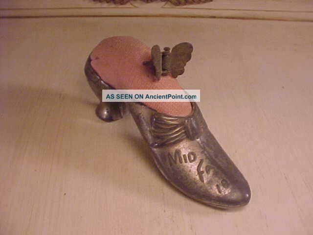 Rare Antique Sewing Pincushion Silverplate Shoe Souvenir Midwinter Fair 1894 Other Antique Sewing photo