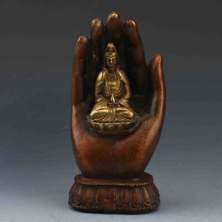 Chinese Hand Carved Copper Hands Brass&kwan - Yin Statue G645 Gd2782 photo