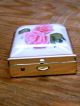 Vintage Bircraft Huntington Indiana Mini Lucite Pink Rose Pillbox Gold - Tone Other Antique Decorative Arts photo 1