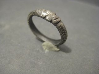 Ancient Roman Silver Billon Ouroboros Ring Wearable photo