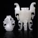 Natural White Jade Handwork Carved 4 Legs & 7 Ring Okho Pots photo 2