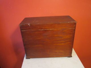 1900 ' S Miniture 3 Drawer Hand Crafted Wooden Chest W Knobs Varnished Surface Nr photo