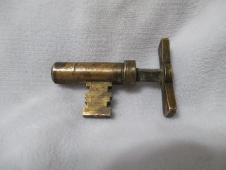 C1800s Ornate Brass 2 Piece Adjustable Pocket Door Skeleton Key Rare photo