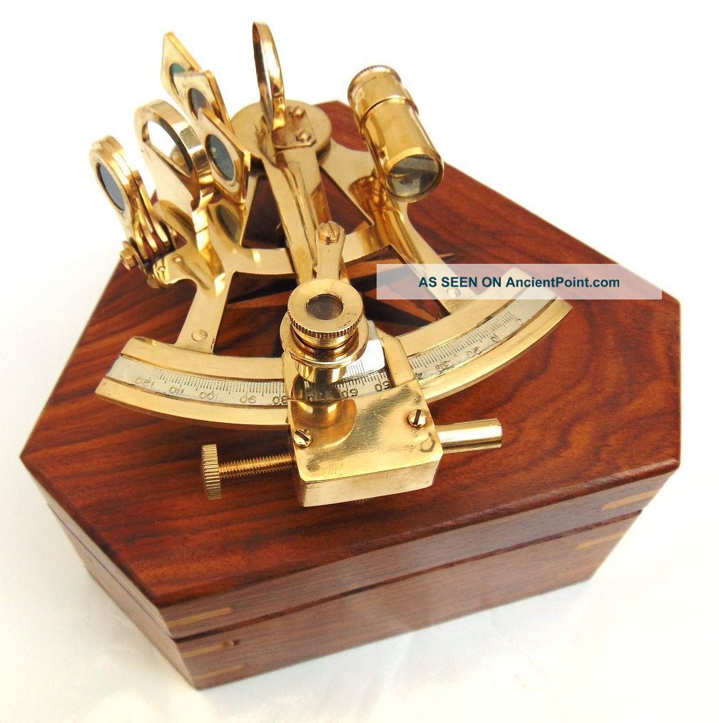 Antique Nautical Marine Style Sextant - Decorative Brass Sextant With Wooden Box Sextants photo