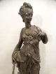 19thc Antique Art Nouveau Era Bronzed Grecian Lady Greek Statue Mantel Garniture Metalware photo 1