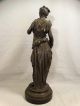 19thc Antique Art Nouveau Era Bronzed Grecian Lady Greek Statue Mantel Garniture Metalware photo 5