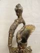 19thc Antique Victorian Era Viking & Lady Bust Old Bronzed & Copper Figural Ewer Metalware photo 7