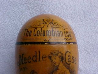 1893 Columbian Exposition Wood Egg Needle Case Germany photo