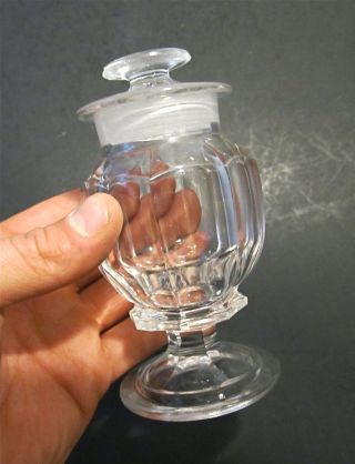 Antique Glass Salesman Sample Miniature Drug Store Pedestal Apothecary Candy Jar photo