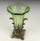 Large Decorative Antique Art Deco Machine Age Modernist Green Glass Vase Sublime Vases photo 1