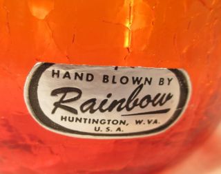 Vintage Orange Rainbow Glass Decanter Bottle W/ Stopper Mid Century Modern photo