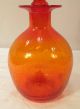 Vintage Orange Rainbow Glass Decanter Bottle W/ Stopper Mid Century Modern Mid-Century Modernism photo 2