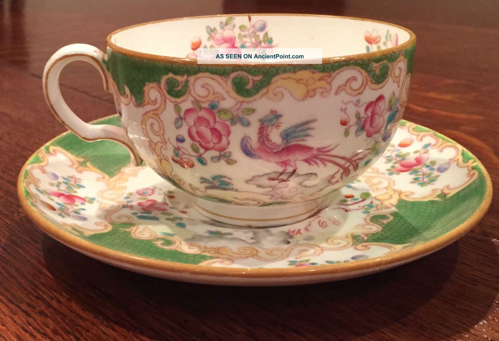 Antique Mintons Floral Swags Porcelain 1 Teacup & 2 Saucers\bird Pattern England Cups & Saucers photo