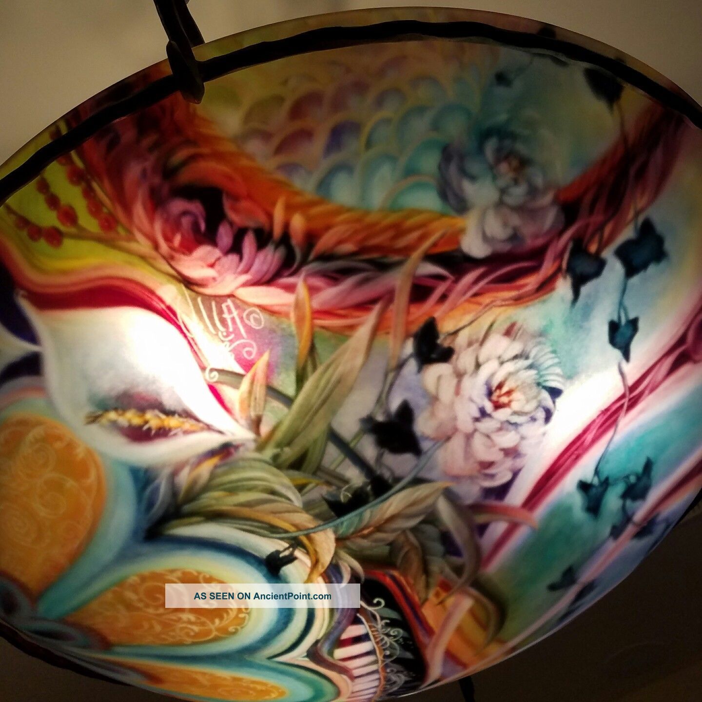 Ulla Darni Chandelier/lamp.  One - Of - A - Kind Handpainted Art Lamps photo