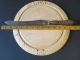 Antique Primitive Round Wood Bread Board And Knife Sheffield Primitives photo 2