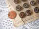 24 Antique Paris Metal Sewing Buttons Carded Mirror Back Stamped Metal Buttons Buttons photo 2