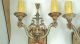 Pair Highly Decorated Solid Brass Double Light Sconces Wall Hugger Chandeliers, Fixtures, Sconces photo 5
