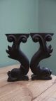 Pr 19thc Architectural Oak Carved Dolphin Brackets C.  1870 Other Antique Woodenware photo 8