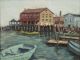 Antique,  Olga Rosenson,  American Maritime Boat Harbor Oil Painting Other Maritime Antiques photo 2