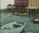 Antique,  Olga Rosenson,  American Maritime Boat Harbor Oil Painting Other Maritime Antiques photo 3
