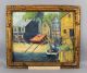 Antique Harry Shokler Gloucester Harbor Fishing Boat Oil Painting & Carved Frame Other Maritime Antiques photo 1