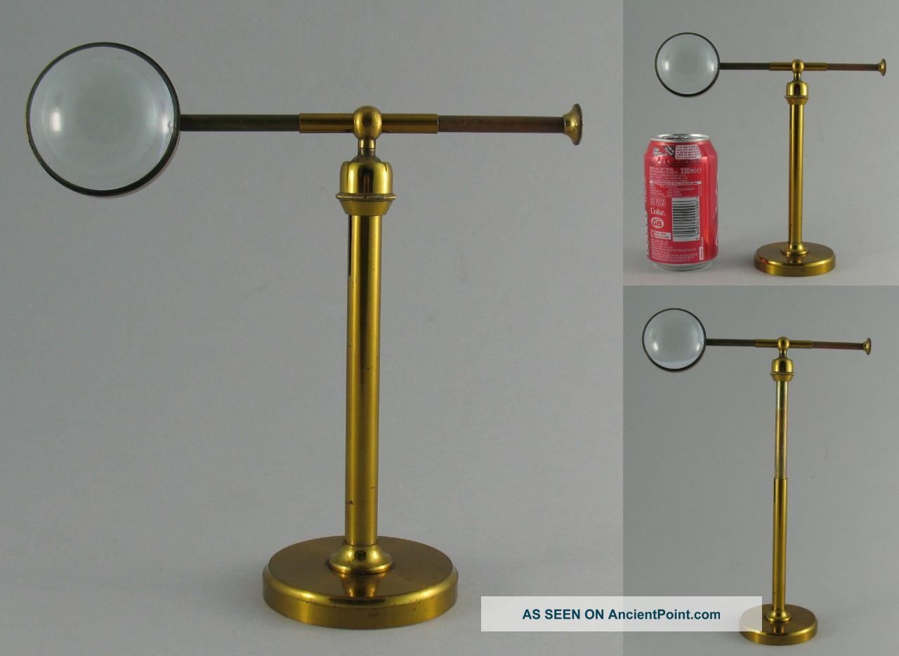 Antique 19c Brass Microscope Bench Bullseye Lens Condenser Magnifier Ball Joint Other Antique Science Equip photo