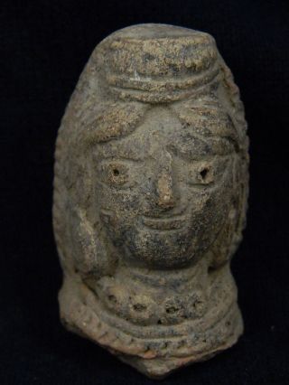 Ancient Teracotta Head Bactrian C.  300 Bc Stc5882 photo