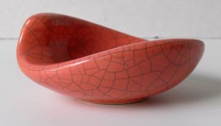 Small Vtg Signed Art Pottery Bowl W/crackle Glaze After Doyle Lane Mid - Century photo