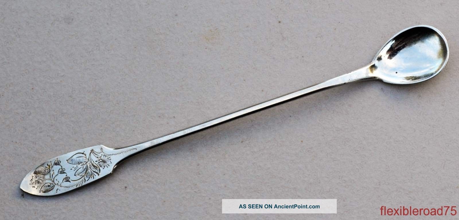 Long Handmade Spoon Sweden 830 Silver Cop U10 Engraved Helen Silver Alloys (.800-.899) photo