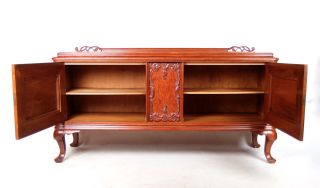 Antique French Oak Sideboard Credenza Lowboard Carved Console Cabinet photo