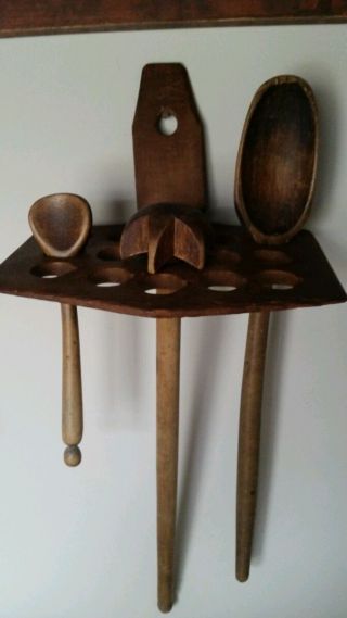 Primitive Antique Spoon Rack Holder From Pa Amish Farm.  Aafa photo
