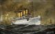 Antique C.  Hagener Miniature Maritime Oil Painting,  Ocean Liner Victoria Luise Folk Art photo 2