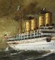 Antique C.  Hagener Miniature Maritime Oil Painting,  Ocean Liner Victoria Luise Folk Art photo 5